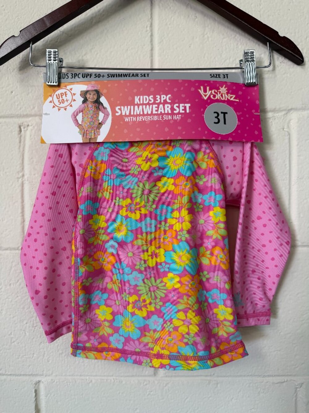 NWT UVSkinz Kids 3pc Swimwear Set w/ Reversible Sun Hat
